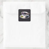 Brombeer-Tasse Quadratischer Aufkleber (Tasche)