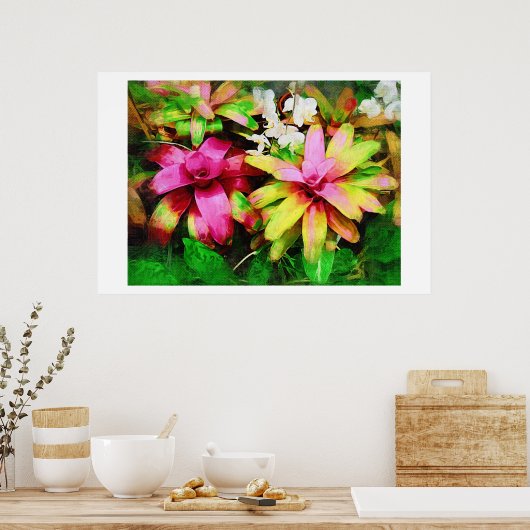 Bromeliad, Ölgemälde, Tropenkollektion Poster (Küche)