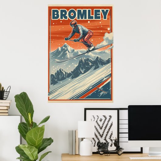 Bromley Mountain: Ein Vintages Skiposter Poster (Heimbüro)
