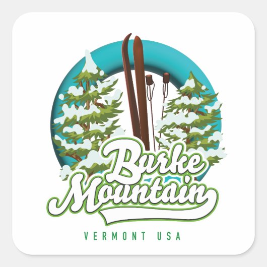 Bromley Mountain Peru Vermont US Ski Logo Quadratischer Aufkleber (Vorderseite)