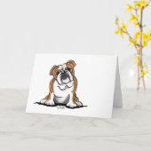 Bron in White English Bulldog Sit Hübsch Karte (Gelbe Blume)