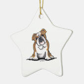 Bron in White English Bulldog Sit Hübsch Keramikornament (Links)