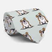 Bron in White English Bulldog Sit Hübsch Krawatte (Gerollt)