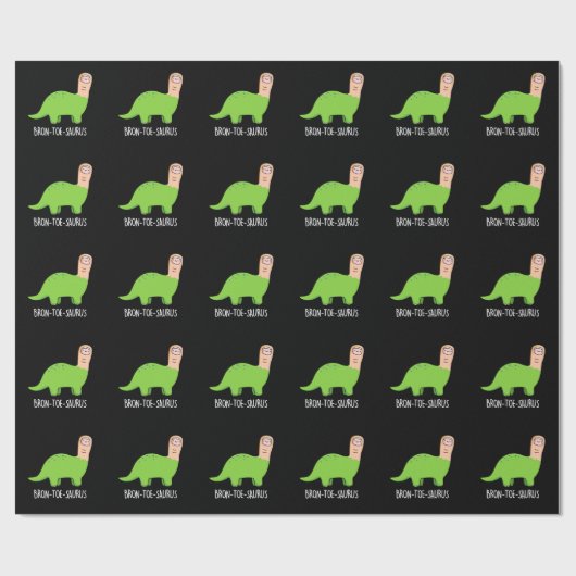 Bron-toe-saurus Funny Dinosaur Pun Dark BG Geschenkpapier (Flach)