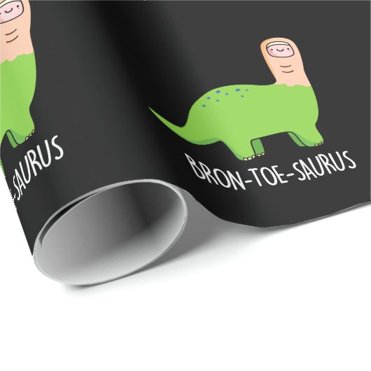 Bron-toe-saurus Funny Dinosaur Pun Dark BG Geschenkpapier (Rolleneckpunkt)