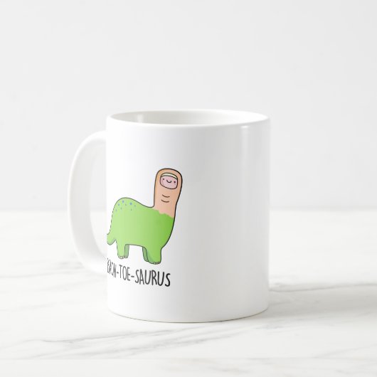 Bron-toe-saurus Funny Dinosaur Pun Kaffeetasse (Vorderseite Links)