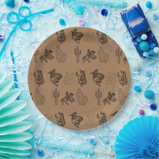 Bronc Cowboys und Cactus Paper Party Plate Pappteller (Party)