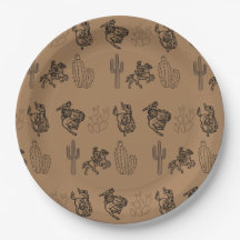 Bronc Cowboys und Cactus Paper Party Plate