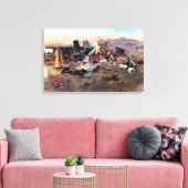 Bronc im Kuhlager von Charles M. Russell Leinwanddruck (Insitu (Wohnzimmer))