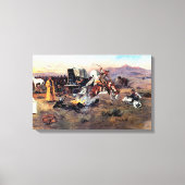 Bronc im Kuhlager von Charles M. Russell Leinwanddruck (Vorderseite)