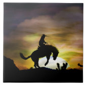 Bronc Rider and Bucking Horse Fliese (Vorderseite)