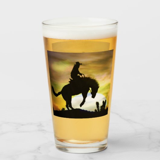 Bronc Rider Cowboy Beer Glass Drink Glass Glas (Rückseite (gefüllt))
