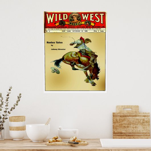 "Bronc Rider" Cowboy Western Rodeo Poster (Küche)