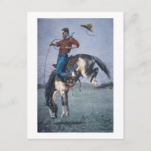 Bronco-Buster (farbige Gravierung) Postkarte (Vorderseite)