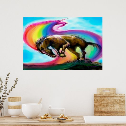 Bronco Rainbow Unicorn Poster (Küche)