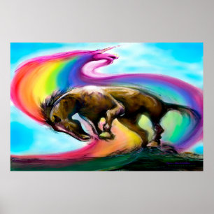 Bronco Rainbow Unicorn Poster