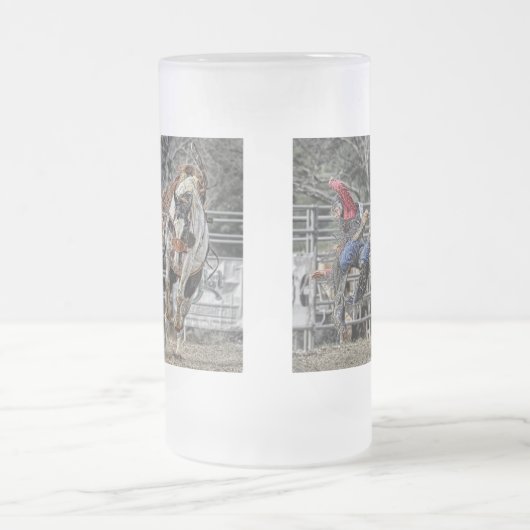Bronco-Reiter mattierter Stein Mattglas Bierglas (Mittel)