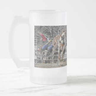 Bronco-Reiter mattierter Stein Mattglas Bierglas