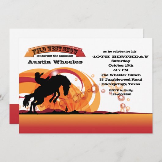 Broncobuster-Einladung Einladung (Vorne/Hinten)