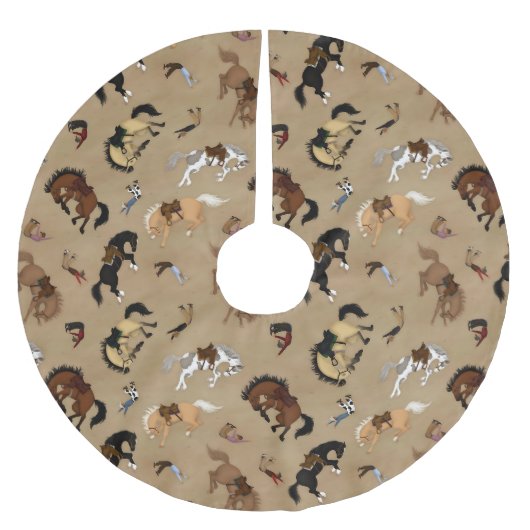Broncs und Cowboys Polyester Weihnachtsbaumdecke (Vorderseite)