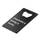 Brontë Sisters I - Charlotte & Emily & Anne Geldbeutel Flaschenöffner (Rückseite Schrägansicht)