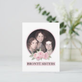Bronte Sisters Portrait mit rosa Rosen Postkarte (Stehend Vorderseite)