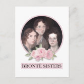Bronte Sisters Portrait mit rosa Rosen Postkarte (Vorderseite)