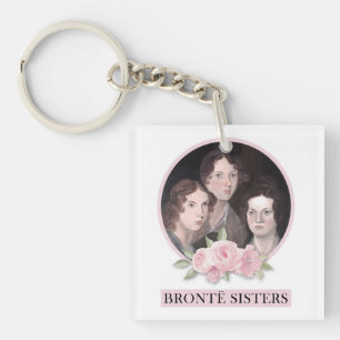 Bronte Sisters Portrait mit rosa Rosen Schlüsselanhänger