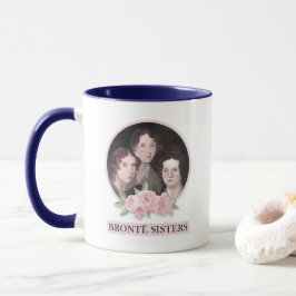 Bronte Sisters Portrait mit rosa Rosen Tasse