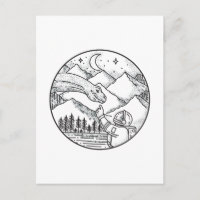 Brontosaurus Astronaut Mountain Circle Tattoo