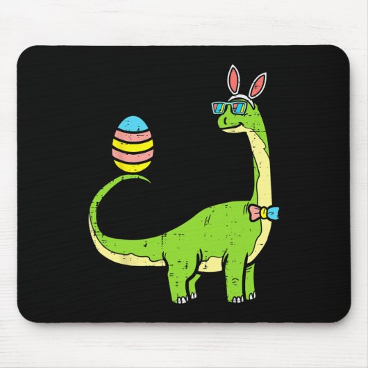 Brontosaurus Bunny Ears Egg Ostertag Dinosaur Di Mousepad (Vorne)