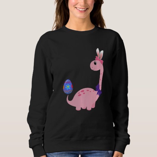 Brontosaurus Bunny Ears Egg Ostertag Dinosaur Di Sweatshirt (Vorderseite)