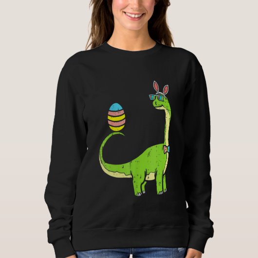 Brontosaurus Bunny Ears Egg Ostertag Niedlich Dino Sweatshirt (Vorderseite)