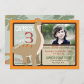 Brontosaurus Dinosaurier Dritter Geburtstag Einladung (Vorne/Hinten)