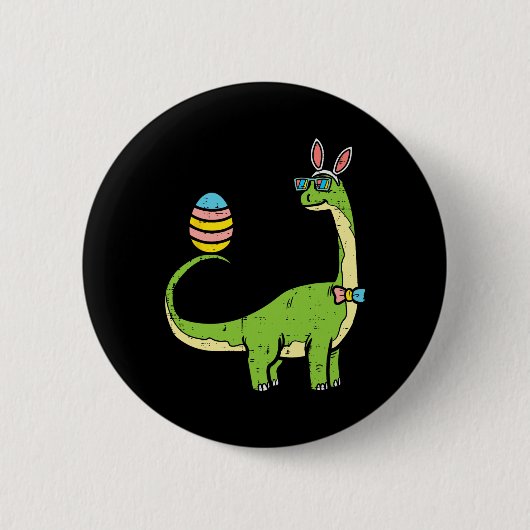 Brontosaurus Hasenohren Ei Ostertag Dinosaurier Di Button (Vorderseite)