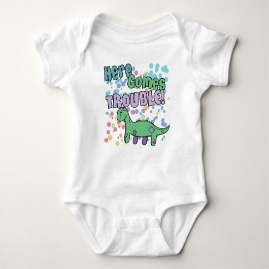 Brontosaurus hier kommt Problem-Kleid Baby Strampler (Vorderseite)