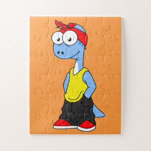 Brontosaurus in Hüftklamotten gekleidet. Puzzle