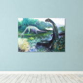 Brontosaurus in Wasser Leinwanddruck (Insitu (Holzboden))