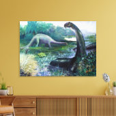 Brontosaurus in Wasser Leinwanddruck (Insitu (Wohnzimmer))