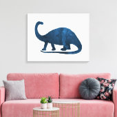 Brontosaurus - Navy Blue - Dinosaurier Leinwanddruck (Insitu (Wohnzimmer))
