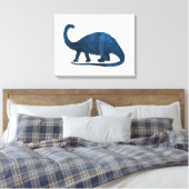 Brontosaurus - Navy Blue - Dinosaurier Leinwanddruck (Insitu (Schlafzimmer))