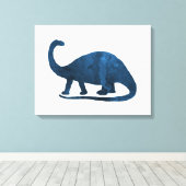 Brontosaurus - Navy Blue - Dinosaurier Leinwanddruck (Insitu (Holzboden))