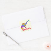 Brontosaurus Santa Rainbow Dinosaur Funny Slogan Quadratischer Aufkleber (Umschlag)