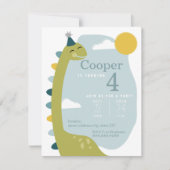 Brontosaurus Sky Dinosaur Birthday Einladung (Vorderseite)