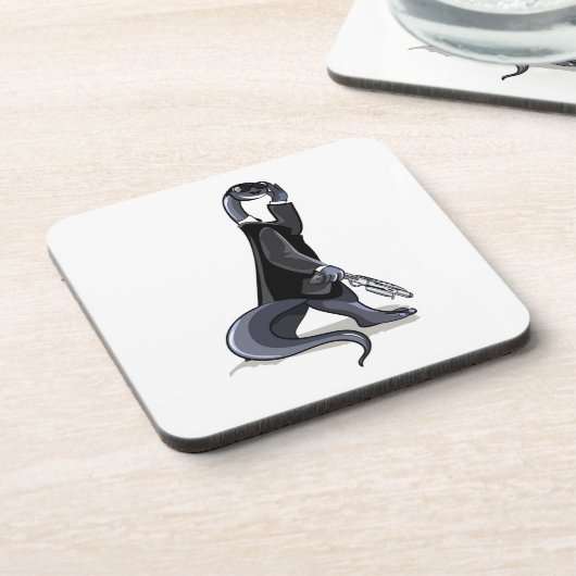 Brontosaurus verkleidet als Filmfigur. Getränkeuntersetzer (Linke Seite)