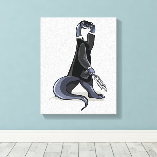 Brontosaurus verkleidet als Filmfigur. Leinwanddruck (Insitu (Holzboden))