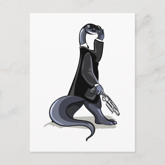 Brontosaurus verkleidet als Filmfigur. Postkarte (Vorderseite)