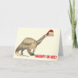 Brontosaurus Weihnachtsmann Lustiger Dinosaurier F Karte
