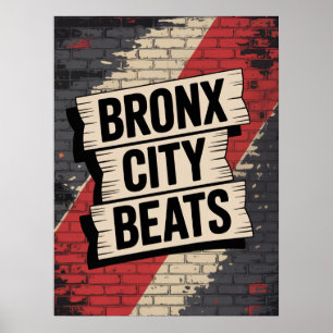 Bronx City Beats Graffiti-Typografie Poster