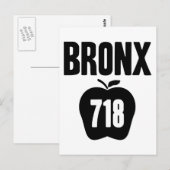 Bronx mit Big Apple & 718 Area Code Cutout Postkarte (Vorne/Hinten)